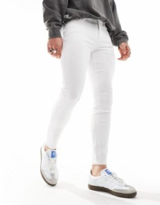 エイソス メンズ デニムパンツ ボトムス ASOS DESIGN spray-on jeans with power-stretch in white WHITE