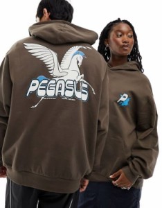 エイソス レディース パーカー・スウェット アウター ASOS DESIGN Disney unisex oversized hoodie in brown with Hercules Pegasus larg