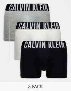 カルバンクライン メンズ トランクス アンダーウェア Calvin Klein intense power cotton stretch trunks 3 pack in multi Multi