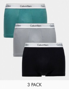 カルバンクライン メンズ トランクス アンダーウェア Calvin Klein Modern Cotton 3-pack stretch trunks in multi Multi