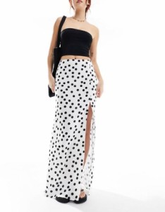 エイソス レディース スカート ボトムス ASOS DESIGN split leg maxi skirt in cream spot print Cream Spot Print