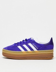 アディダス レディース スニーカー シューズ adidas Originals Gazelle Bold sneakers with rubber sole in purple and white PURPLE