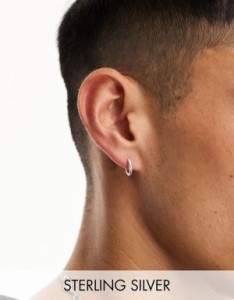 エイソス メンズ ピアス・イヤリング アクセサリー ASOS DESIGN sterling silver 12mm hoop earrings in silver silver