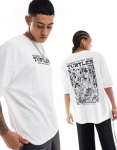 エイソス レディース Tシャツ トップス ASOS DESIGN unisex oversized licensed graphic t-shirt in white with Teenage Mutant Ninja Tu