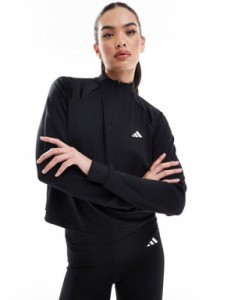 アディダス レディース Tシャツ トップス adidas Train Essentials 1/4-Zip in black Black