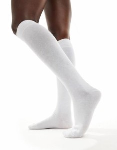 エイソス レディース 靴下 アンダーウェア ASOS DESIGN ribbed knee high socks in white white