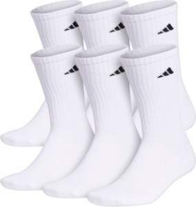 アディダス メンズ 靴下 アンダーウェア adidas Men's Athletic Cushioned Crew Socks - 6 Pack White