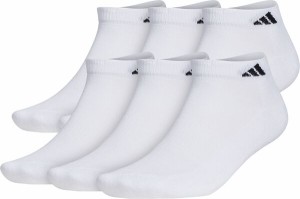 アディダス レディース 靴下 アンダーウェア adidas Men's Athletic Cushioned Low Cut Socks- 6 Pack White