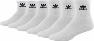 アディダス メンズ 靴下 アンダーウェア adidas Men's Originals Trefoil Quarter Socks 6 Pack White