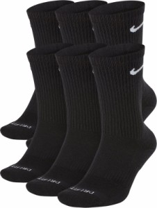 ナイキ メンズ 靴下 アンダーウェア Nike Dri-FIT Everyday Plus Cushioned Training Crew Socks - 6 Pack Black