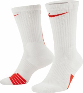 ナイキ メンズ 靴下 アンダーウェア Nike Elite Basketball Crew Socks White/Team Orange