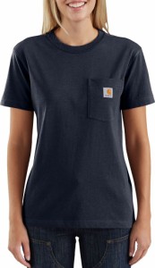 カーハート レディース Tシャツ トップス Carhartt Women's WK87 Workwear Pocket SS T-Shirt Navy
