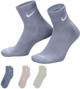 ナイキ レディース 靴下 アンダーウェア Nike Everyday Plus Cushion Ankle Training Socks - 3 Pack Slate/Violet/Silver