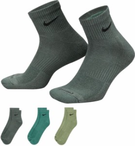 ナイキ レディース 靴下 アンダーウェア Nike Everyday Plus Cushion Ankle Training Socks - 3 Pack Vintage Grn/Bc/Oil Green