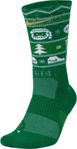 ナイキ メンズ 靴下 アンダーウェア Nike Men's Elite Christmas Crew Socks Clover/White/Club Gold