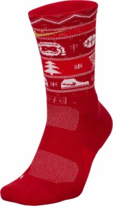 ナイキ メンズ 靴下 アンダーウェア Nike Men's Elite Christmas Crew Socks Gym Red/White/Club Gold