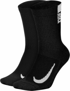 ナイキ メンズ 靴下 アンダーウェア Nike Multiplier Crew Socks - 2 Pack Black