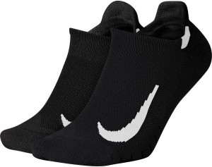 ナイキ メンズ 靴下 アンダーウェア Nike Multiplier Running No-Show Socks 2-Pack Black