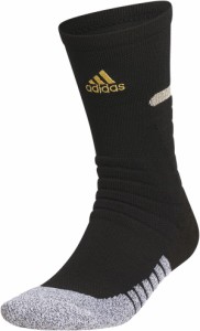 アディダス レディース 靴下 アンダーウェア adidas Men's adizero Football Crew Socks Black/Gold Metallic