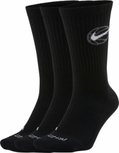 ナイキ メンズ 靴下 アンダーウェア Nike Everyday Crew Basketball Socks - 3 Pack Black/White