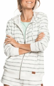 ロキシー レディース パーカー・スウェット アウター Roxy Women's Perfect Wave Stripe Full Zip Hoodie Snow White