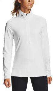 アンダーアーマー レディース シャツ トップス Under Armour Women's Authentics ColdGear Zip Pullover White/Black