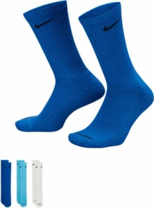 ナイキ レディース 靴下 アンダーウェア Nike Dri-FIT Everyday Plus Cushion Crew Socks - 3 Pack Light Blue/Royal/White