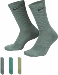 ナイキ レディース 靴下 アンダーウェア Nike Dri-FIT Everyday Plus Cushion Crew Socks - 3 Pack Vintage Grn/Bc/Oil Green