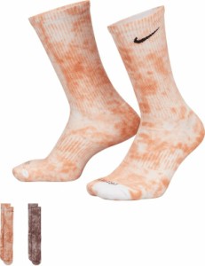 ナイキ レディース 靴下 アンダーウェア Nike Everyday Plus Cushioned Tie-Dye Crew Socks - 2 Pack Amberbrown/Universityred