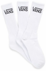 バンズ メンズ 靴下 アンダーウェア Vans Classic Crew Socks - 3 Pack White