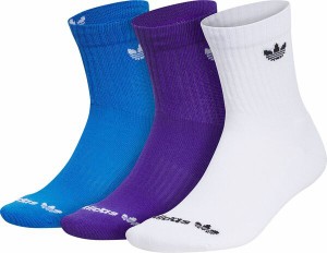 アディダス レディース 靴下 アンダーウェア adidas Originals 3.0 Mid-Cut Crew Socks - 3 Pack Blue/Blue/White