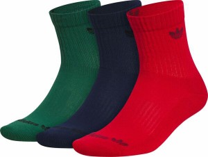 アディダス レディース 靴下 アンダーウェア adidas Originals 3.0 Mid-Cut Crew Socks - 3 Pack Red/Green/Blue