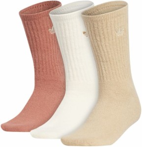 アディダス レディース 靴下 アンダーウェア adidas Originals Women's Comfort Crew Socks - 3 Pack Beige/White