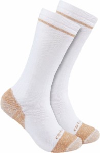 カーハート メンズ 靴下 アンダーウェア Carhartt Men's Midweight Cotton Blend Steel Toe Boot Socks - 2 Pack White