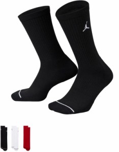 ジョーダン レディース 靴下 アンダーウェア Jordan Everyday Crew Socks - 3 Pack Black/White/Gym Red