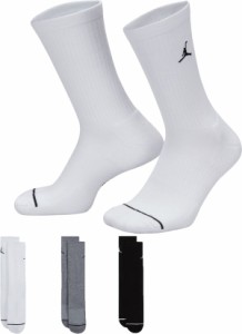 ジョーダン レディース 靴下 アンダーウェア Jordan Everyday Crew Socks - 3 Pack White/Grey/Black