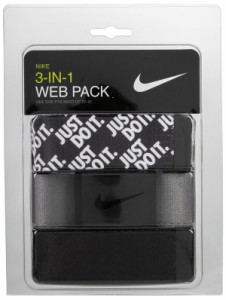 ナイキ メンズ ベルト アクセサリー Nike Men's Just Do It Web Golf Belt - 3 Pack Black