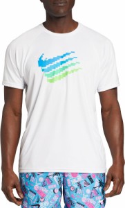 ナイキ メンズ トップのみ 水着 Nike Men's Digi Swoosh Hydroguard Shirt White