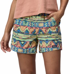 パタゴニア レディース ハーフパンツ・ショーツ ボトムス Patagonia Women's 5” Baggies Shorts High Hopes Geo/Salmdr Grn