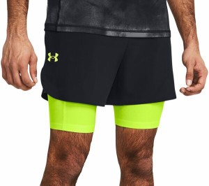 アンダーアーマー メンズ ハーフパンツ・ショーツ ボトムス Under Armour Men's Vanish Elite 2-in-1 Shorts Black/High Vis Yellow