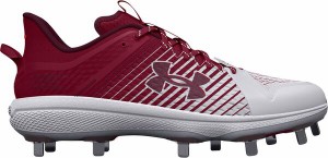 アンダーアーマー メンズ スニーカー シューズ Under Armour Men's Yard MT Metal Baseball Cleats Maroon/White