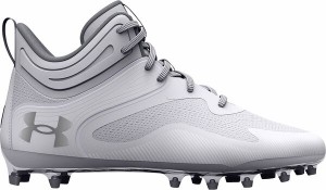 アンダーアーマー メンズ スニーカー シューズ Under Armour Command MC Mid Lacrosse Cleats White/White