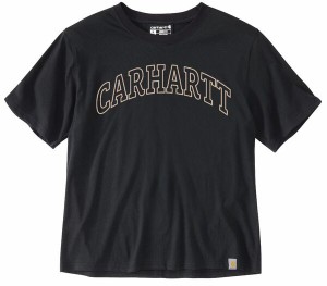 カーハート レディース Tシャツ トップス Carhartt Women's Collegiate Short-Sleeve Graphic T-shirt Black