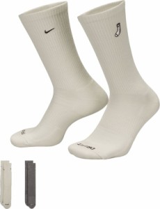 ナイキ レディース 靴下 アンダーウェア Nike Everyday Plus Embroidered Cushioned Crew Socks - 2 Pack Sail/Lt Smoke Grey