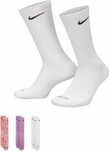 ナイキ メンズ 靴下 アンダーウェア Nike Everyday Plus Dyed Cushioned Crew Socks - 3 Pack White/Fuchsia