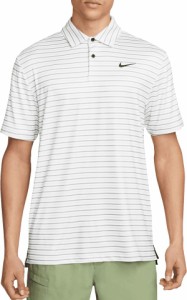 ナイキ メンズ ポロシャツ トップス Nike Men's Dri-FIT Tour Striped Polo White/Black