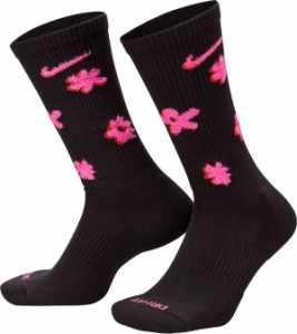 ナイキ メンズ 靴下 アンダーウェア Nike Flower Power 2 Pack Crew Socks Black/Pacante Red