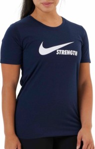 ナイキ レディース Tシャツ トップス Nike Women's Dri-FIT Strength T-Shirt Navy/White