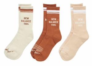 ニューバランス レディース 靴下 アンダーウェア New Balance Lifestyle Crew Socks 3-Pack Brown