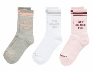 ニューバランス レディース 靴下 アンダーウェア New Balance Lifestyle Crew Socks 3-Pack Pink